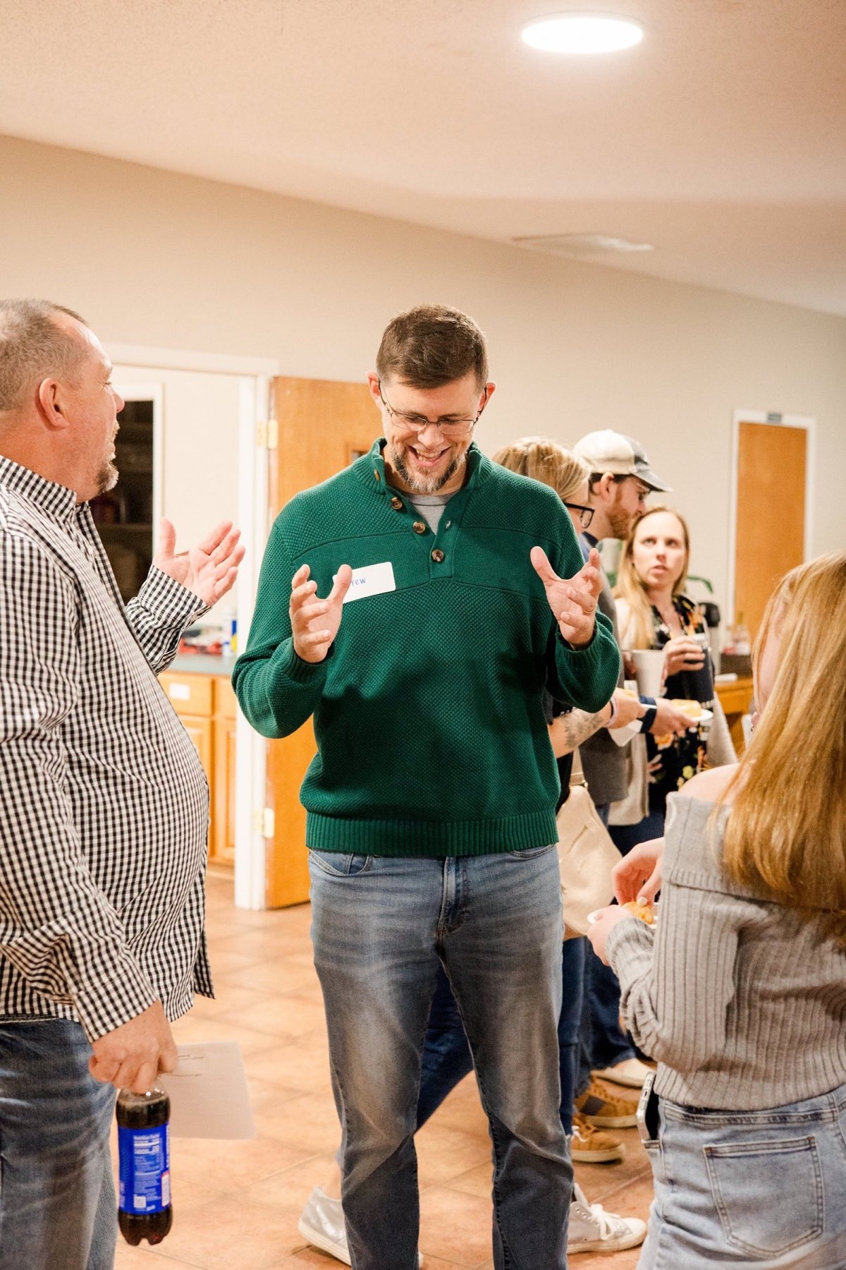Chisenhall Fellowship leaders talking with church members